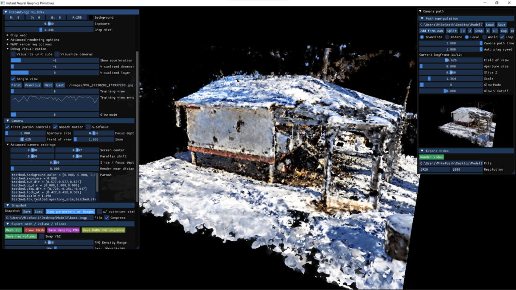 Using nVidia NeRF software to generate a 3D model of a chicken coup