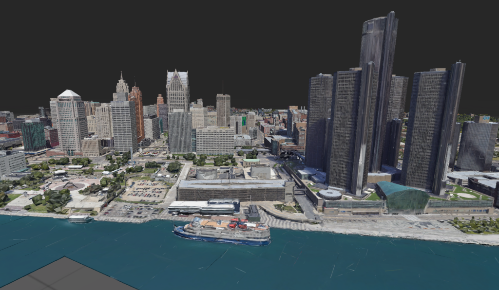 Stunning 3D Model of Detroit Michigan created from Google Maps and Blender