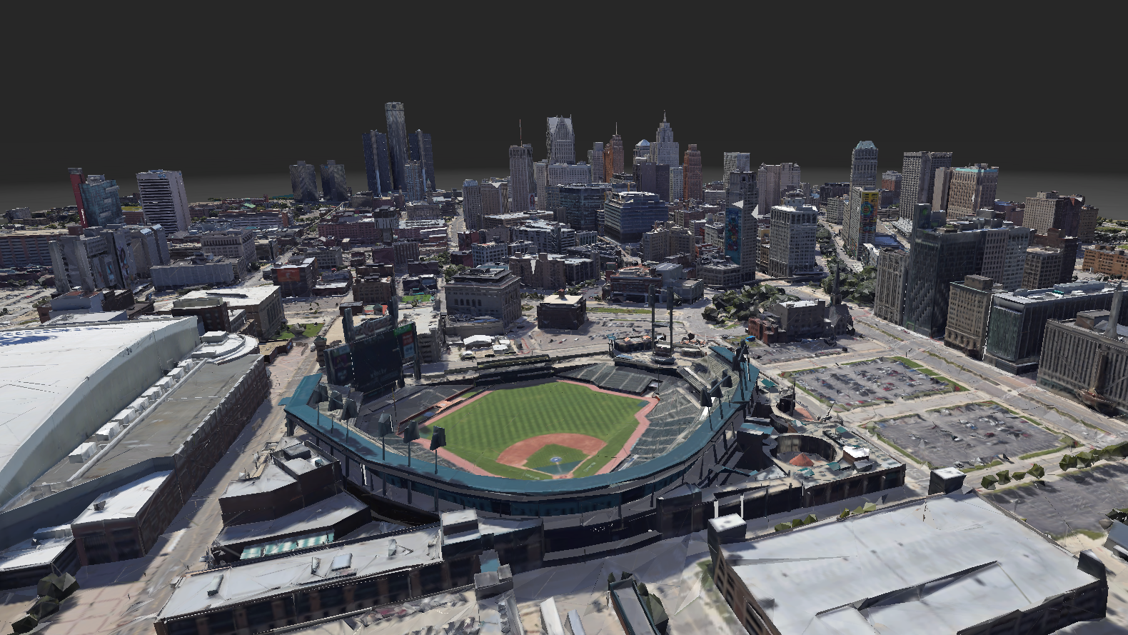 3D Model of Comerica Park in Detroit, Michigan created from Google Maps and Blender